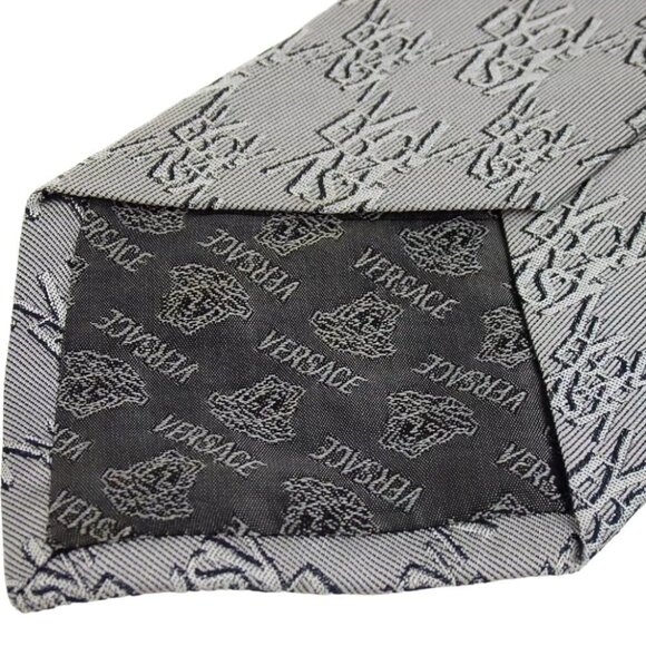 034134AE Versace Tie Gray Silk - Picture 4 of 7